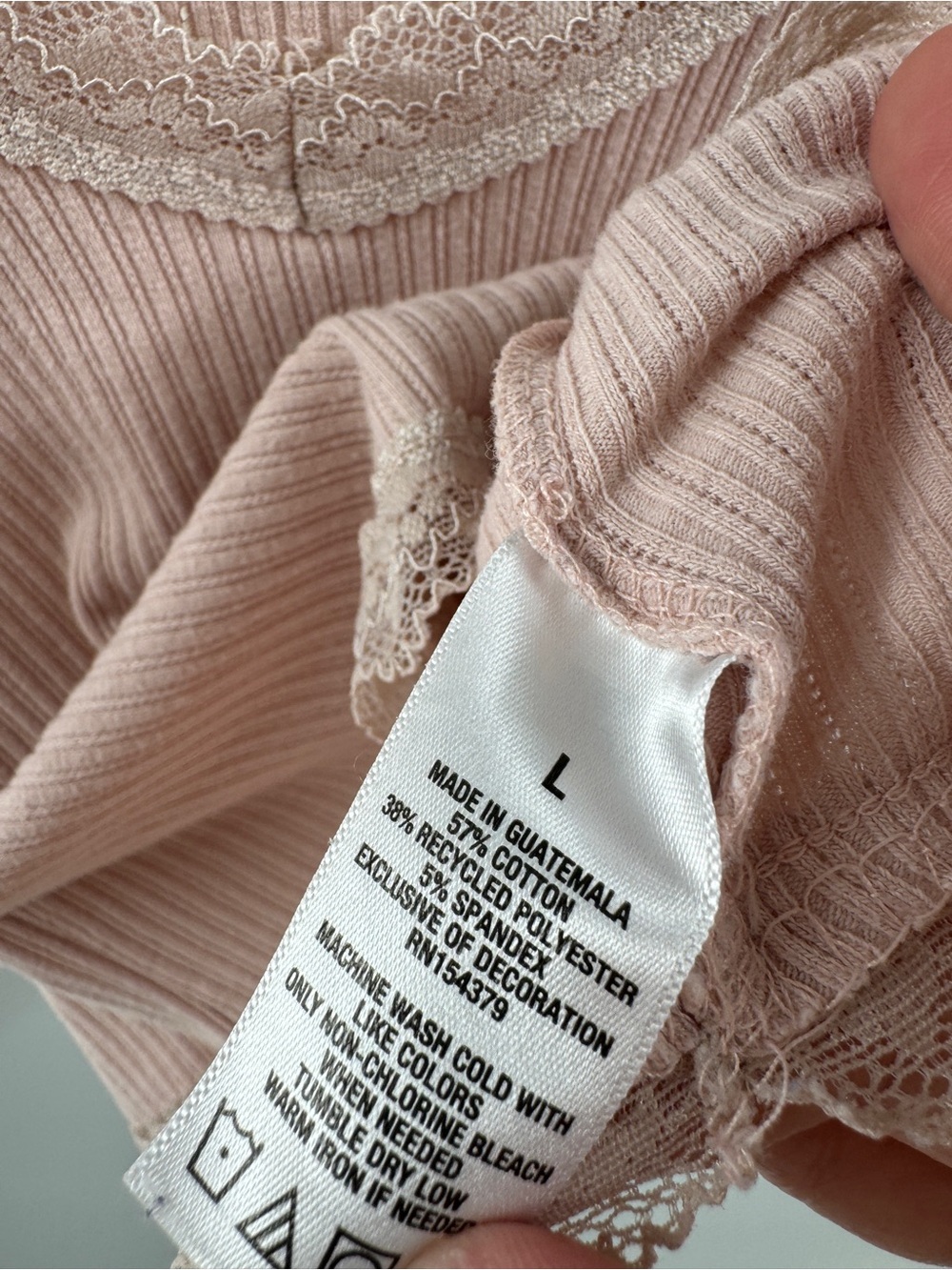 Aeropostale Light Pink Lace Trim Ribbed Crop Top Women's Large - Picture 5 of 8